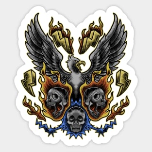 burning skull head Sticker